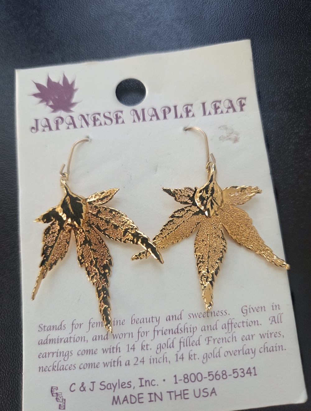 #78 Gold Filled Leaf Dangle Earrings - Women's Jewelry - Picture 3 of 4
